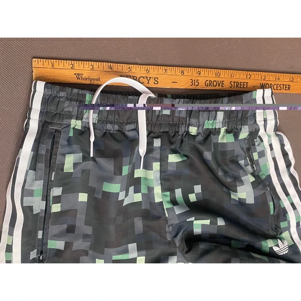 Adidas Originals Minecraft Movie Track Pants Green‎ Small Striped Nylon Jogger